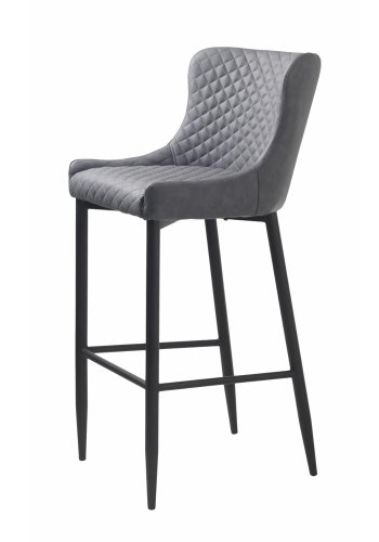 Summit barstol, m. rygln og fodsttte - gr PU og sort metal