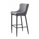 Summit barstol, m. rygln og fodsttte - gr PU og sort metal
