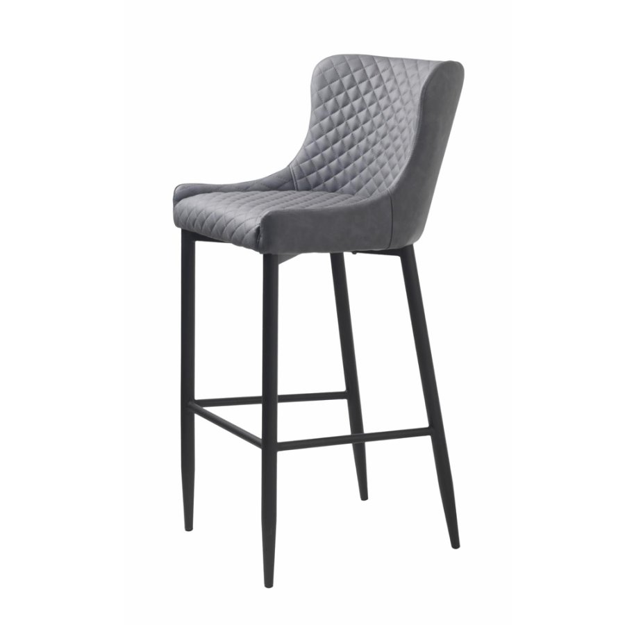 Summit barstol, m. rygln og fodsttte - gr PU og sort metal