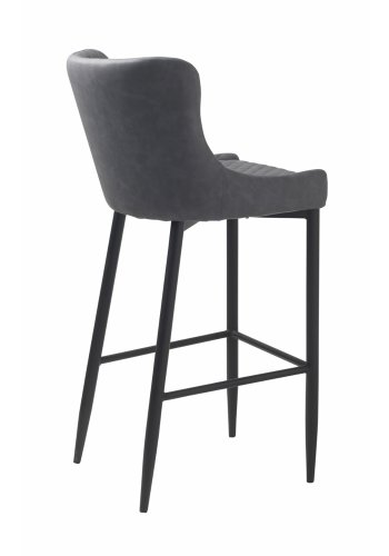 Summit barstol, m. rygln og fodsttte - gr PU og sort metal