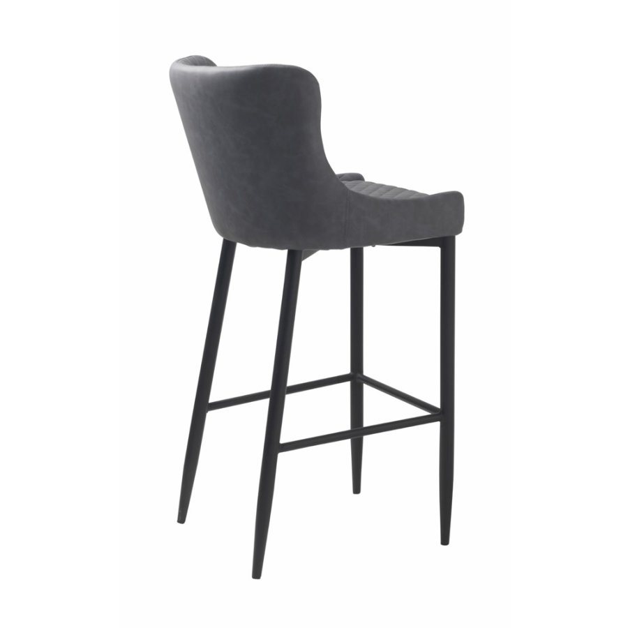 Summit barstol, m. rygln og fodsttte - gr PU og sort metal