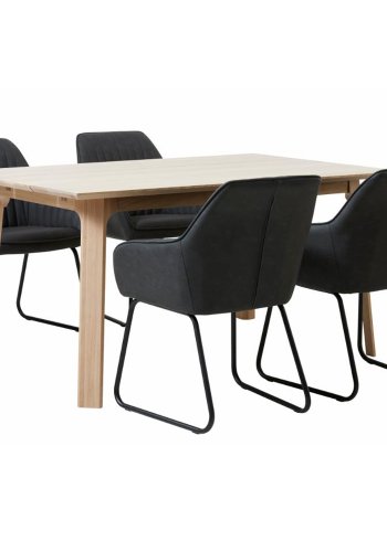 Esszimmerstuhl Serenity, mit Armlehnen – dunkelgraues PU und schwarzes Metall