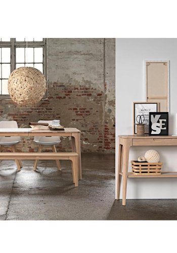 Grandeur konsollbord, m. 1 hylle og 1 skuff - naturlig eikefiner (90x37)