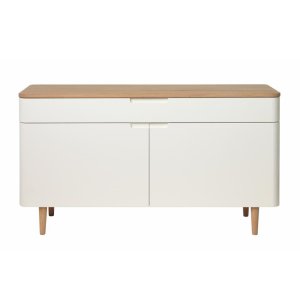 Grandeur sknk, m. 2 lger og 1 skuffe - hvid MDF og hvidolieret egfinér/eg