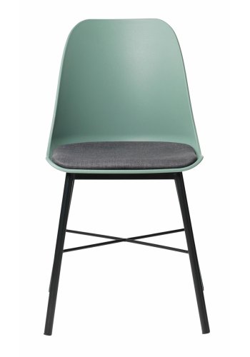 Esszimmerstuhl Zeni – staubgrünes Polypropylen und schwarzes Metall