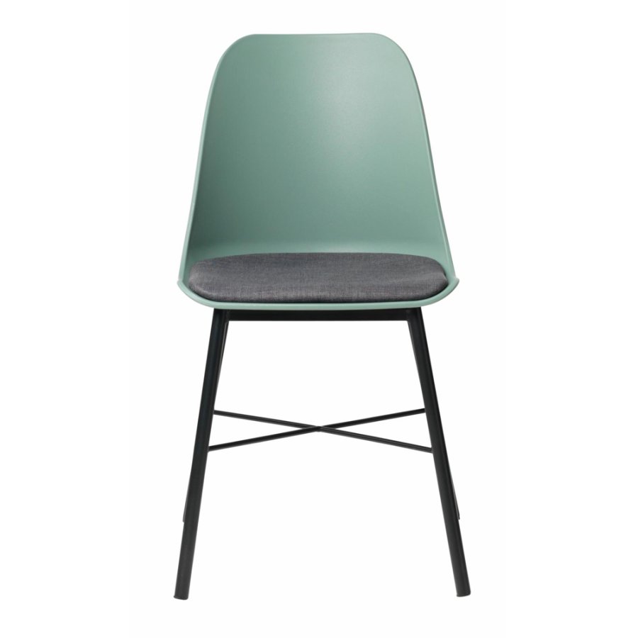 Esszimmerstuhl Zeni – staubgrünes Polypropylen und schwarzes Metall