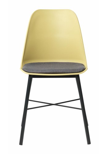 Esszimmerstuhl Zeni – staubgelbes Polypropylen und schwarzes Metall