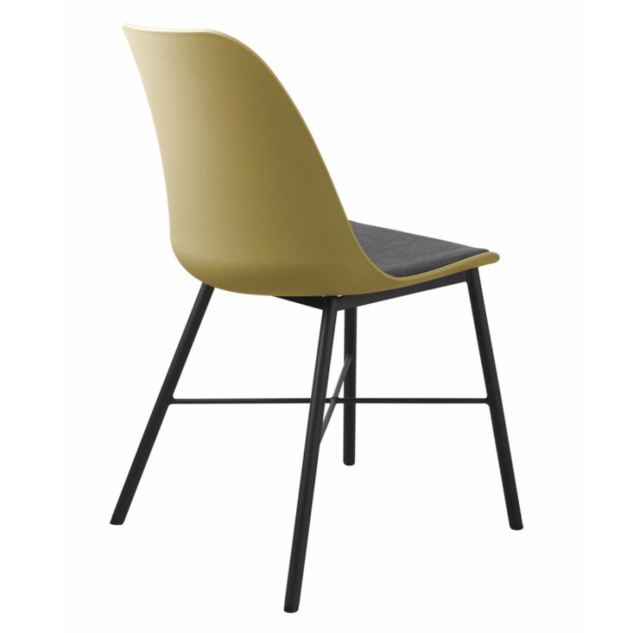 Esszimmerstuhl Zeni – staubgelbes Polypropylen und schwarzes Metall
