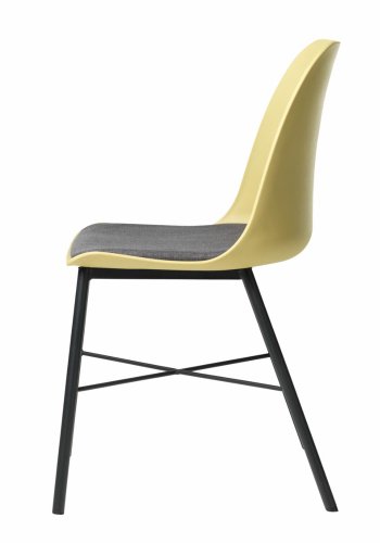 Esszimmerstuhl Zeni – staubgelbes Polypropylen und schwarzes Metall