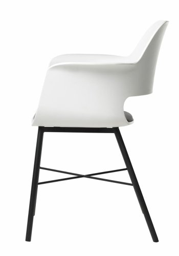 Esszimmerstuhl Zeni, mit Armlehnen – weißes Polypropylen und schwarzes Metall