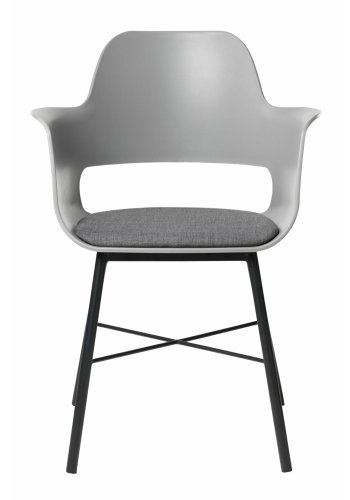Esszimmerstuhl Zeni, mit Armlehnen – graues Polypropylen und schwarzes Metall