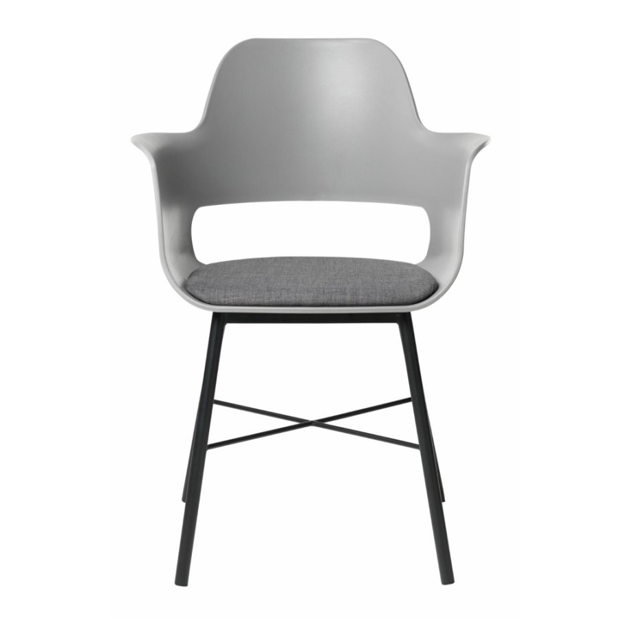 Esszimmerstuhl Zeni, mit Armlehnen – graues Polypropylen und schwarzes Metall