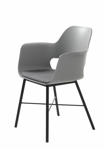 Esszimmerstuhl Zeni, mit Armlehnen – graues Polypropylen und schwarzes Metall