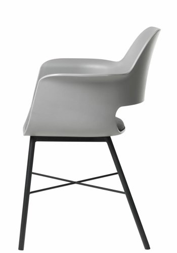Esszimmerstuhl Zeni, mit Armlehnen – graues Polypropylen und schwarzes Metall