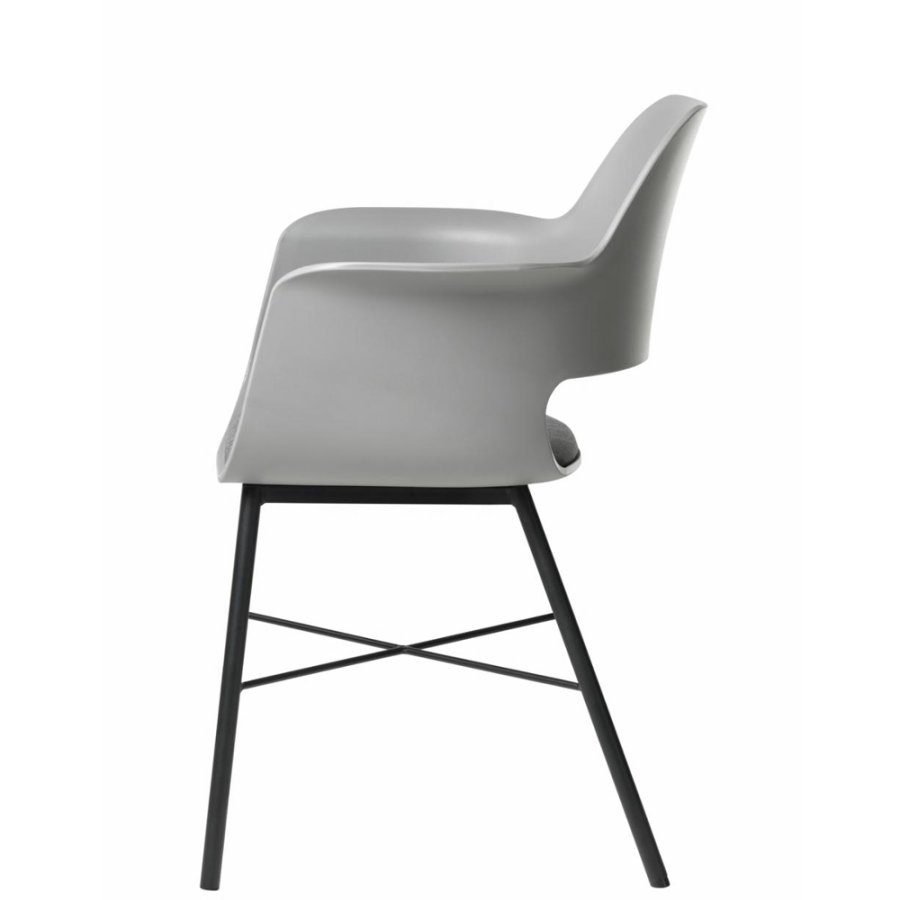 Esszimmerstuhl Zeni, mit Armlehnen – graues Polypropylen und schwarzes Metall