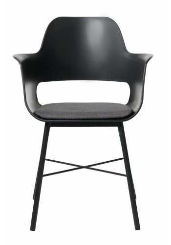 Esszimmerstuhl Zeni, mit Armlehnen – schwarzes Polypropylen und schwarzes Metall