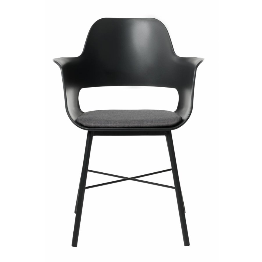 Esszimmerstuhl Zeni, mit Armlehnen – schwarzes Polypropylen und schwarzes Metall