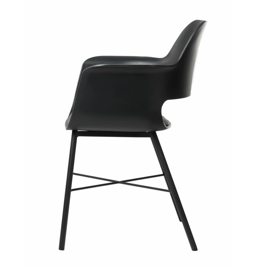 Esszimmerstuhl Zeni, mit Armlehnen – schwarzes Polypropylen und schwarzes Metall