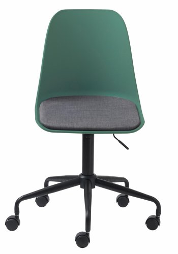 Bürostuhl Zeni mit Rollen – staubgrünes Polypropylen und schwarzes Metall