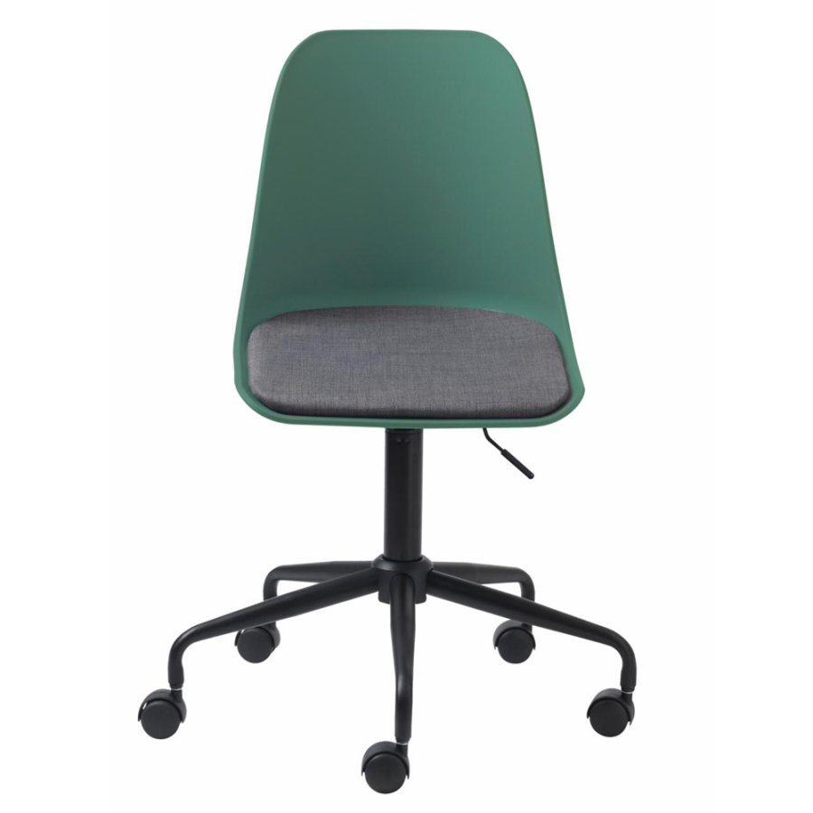 Bürostuhl Zeni mit Rollen – staubgrünes Polypropylen und schwarzes Metall