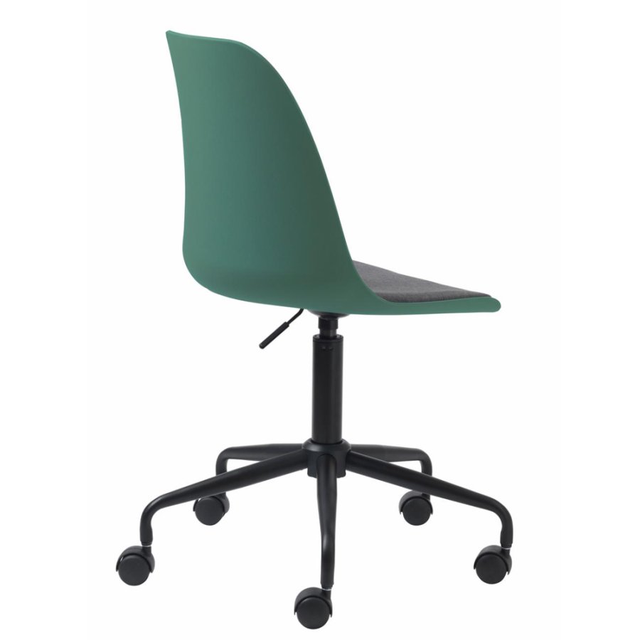 Bürostuhl Zeni mit Rollen – staubgrünes Polypropylen und schwarzes Metall