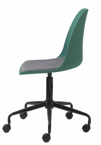 Bürostuhl Zeni mit Rollen – staubgrünes Polypropylen und schwarzes Metall