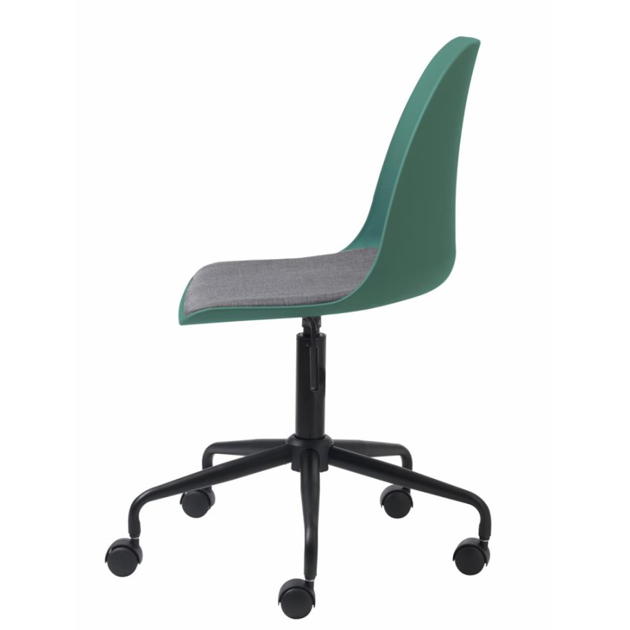 Bürostuhl Zeni mit Rollen – staubgrünes Polypropylen und schwarzes Metall