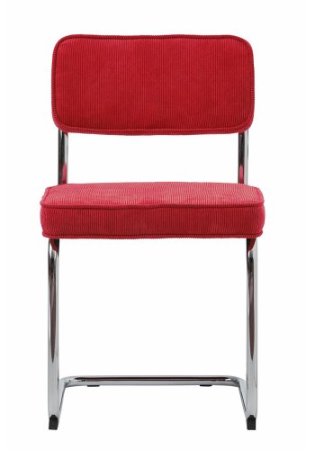 Regal spisebordstol - rd flyel i cordoroy polyester og krommetall