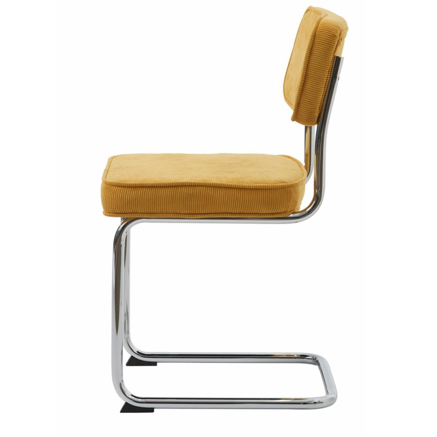 Regal spisebordsstol - gul cordoroy polyesterflyel og krommetall