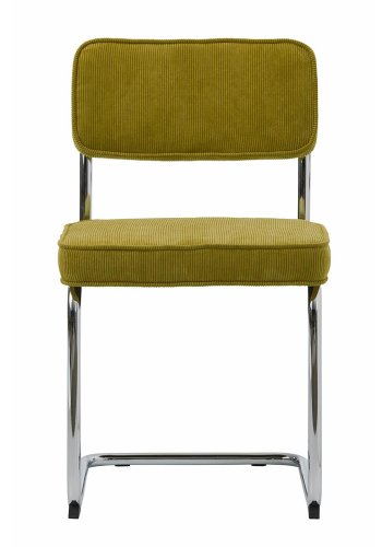 Regal spisebordsstol - grnn kordflyel polyesterflyel og krommetall