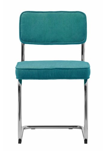 Regal spisebordsstol - bl cordoroy polyesterflyel og krommetall