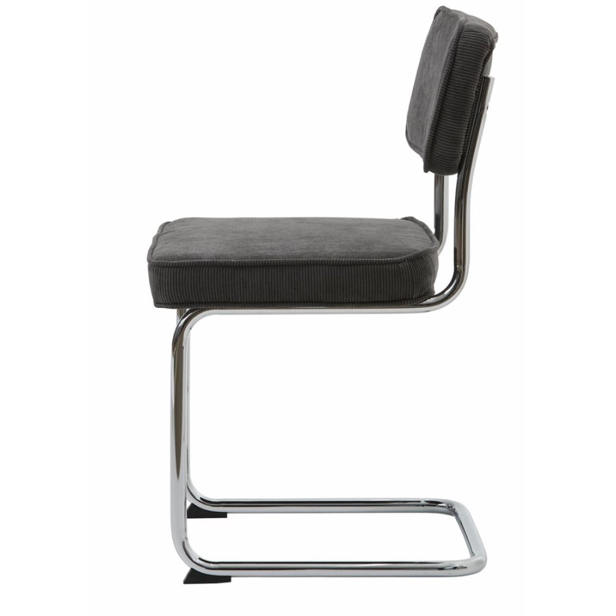 Regal spisebordsstol - gr cordoroy polyesterflyel og krommetall