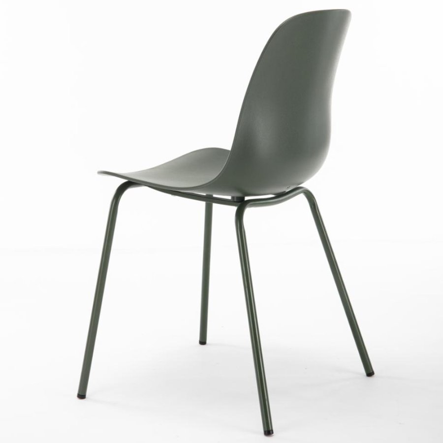 Aurora Esszimmerstuhl - olivgrünes Polypropylen und olivgrünes Metall
