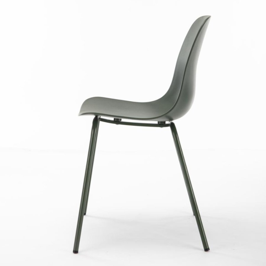 Aurora Esszimmerstuhl - olivgrünes Polypropylen und olivgrünes Metall