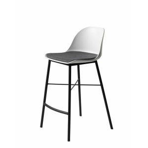 UNIQUE FURNITURE Whistler Barstol, med Ryggstöd och Fotstöd - Vit Polypropen och Svart Metall