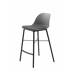 UNIQUE FURNITURE Whistler Barstol, med Ryggstöd och Fotstöd - Gr Polypropen och Svart Metall