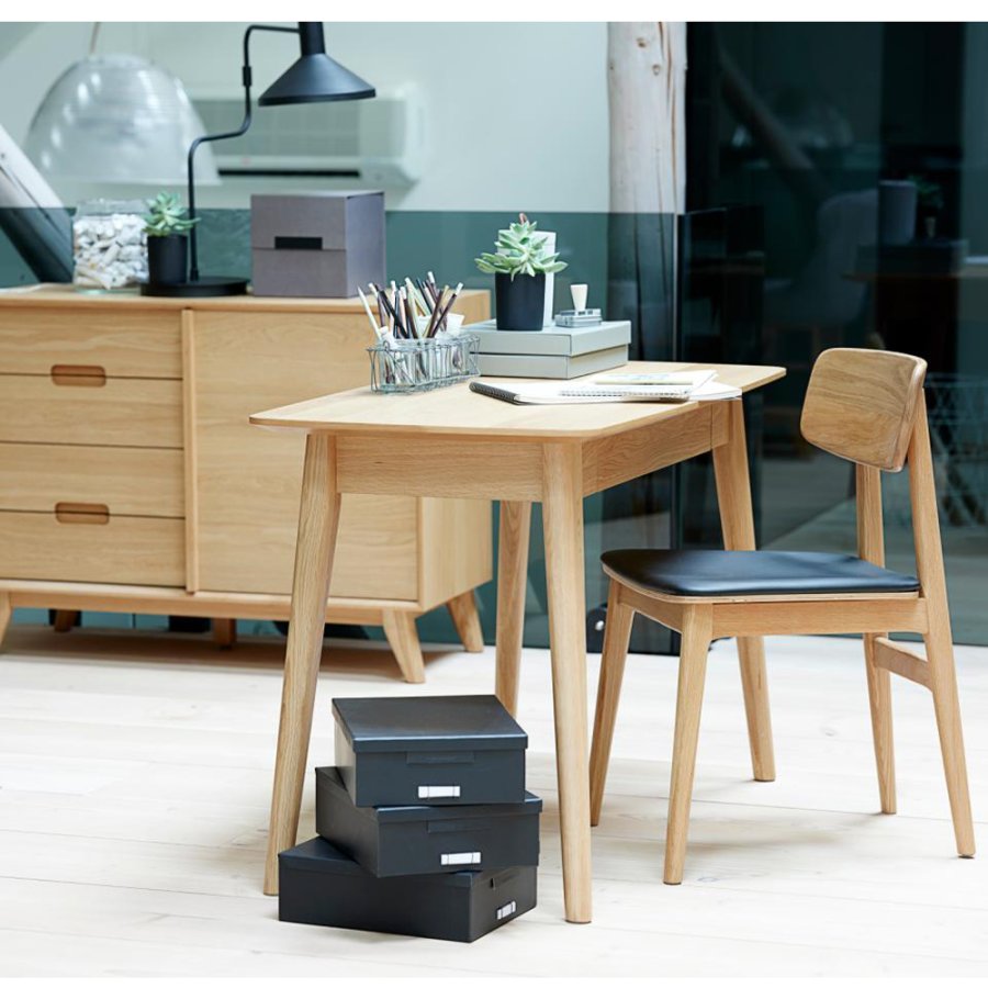 Harmony spisebordsstol - natur eg og sort PU