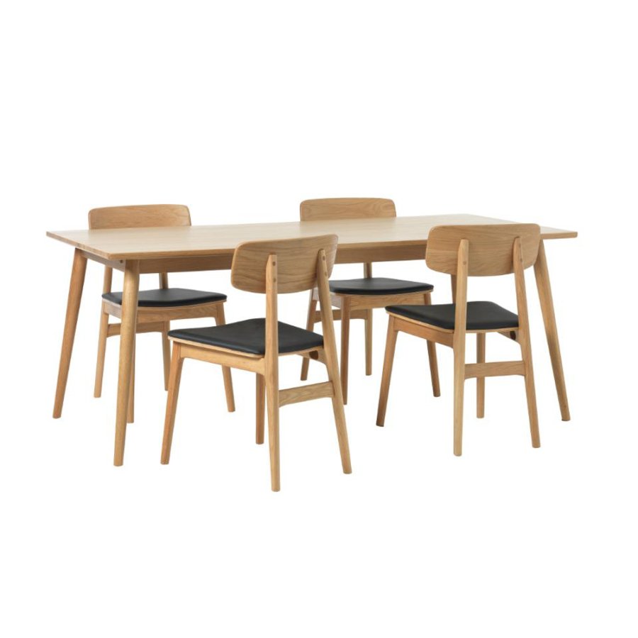 Harmony spisebordsstol - natur eg og sort PU