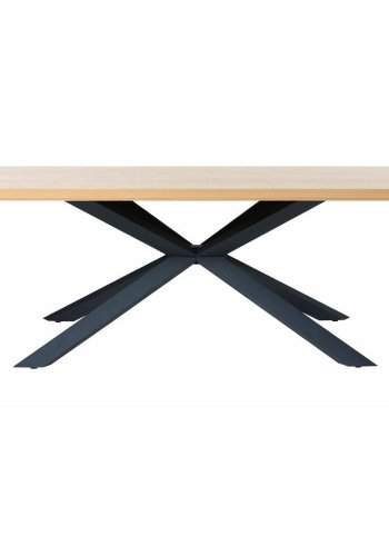 Esstisch Royal, rechteckig – natürliches Eichenfurnier und schwarzes Metall (100x200)