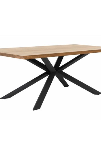 Esstisch Royal, rechteckig – natürliches Eichenfurnier und schwarzes Metall (100x200)