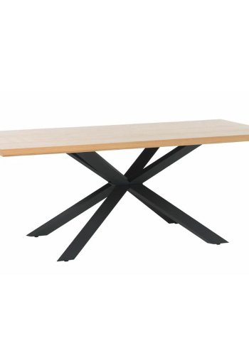 Esstisch Royal, rechteckig – natürliches Eichenfurnier und schwarzes Metall (100x200)