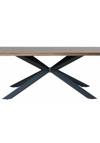Esstisch Royal, rechteckig – geräuchertes Eichenfurnier und schwarzes Metall (100x200)