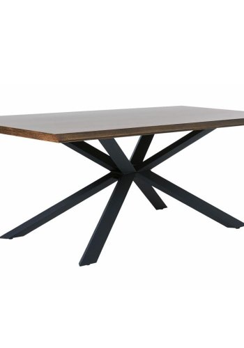 Esstisch Royal, rechteckig – geräuchertes Eichenfurnier und schwarzes Metall (100x200)