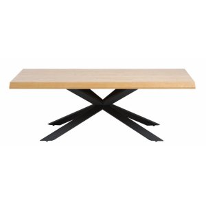 Royal sofabord, rektangulr - natur egefinér og sort metal (68X130)