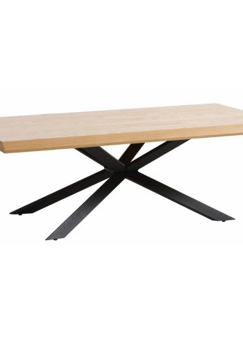 Royal sofabord, rektangulrt - naturlig eikefiner og svart metall (68X130)