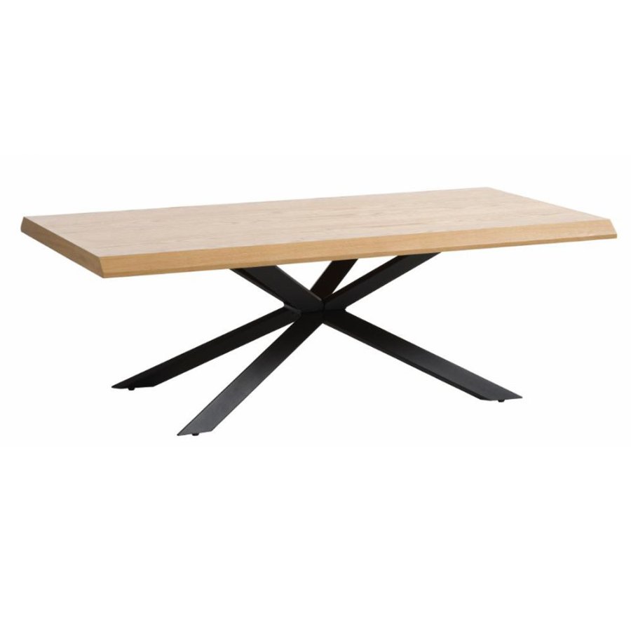 Royal sofabord, rektangulrt - naturlig eikefiner og svart metall (68X130)