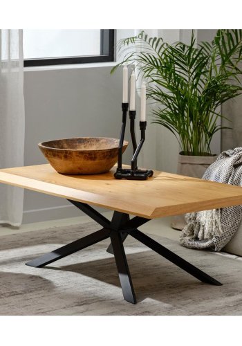 Royal sofabord, rektangulrt - naturlig eikefiner og svart metall (68X130)