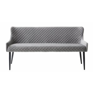 UNIQUE FURNITURE Ottowa Soffbnk, Rektangulr - Gr Polyester Sammet och Svart Metall (160 x 60 cm)