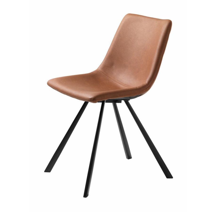 Majestic Esszimmerstuhl – hellbraunes PU und schwarzes Metall