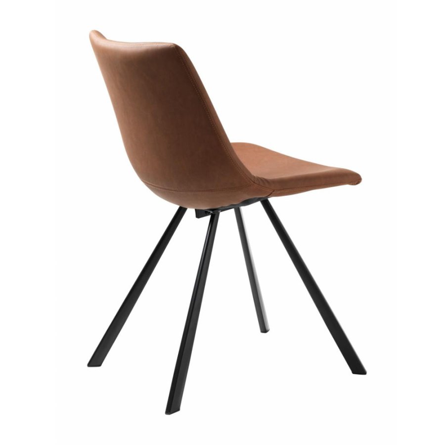 Majestic Esszimmerstuhl – hellbraunes PU und schwarzes Metall